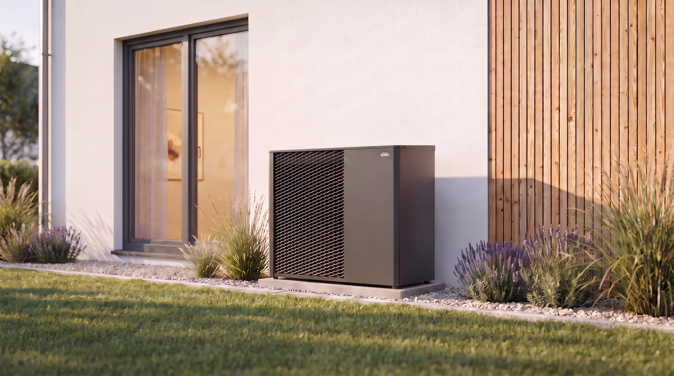 Kermi-Wärmepumpe x-change dynamic pro an der Hauswand eines Einfamilienhauses